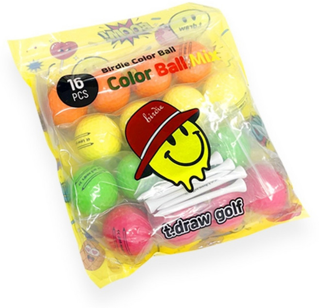 티드로우 고반발 비거리 삼선라인 캔디컬러볼 골프공, 1세트, 컬러, 16개입