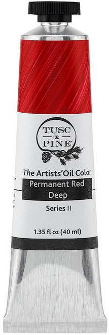 Tusc & Pine 아티스트 오일 페인트 - 티타늄 화이트 (아마씨) 40ml 황변 없음 풍부하고 크리미 한 일관성 최대 안료 부하 소량 가공 페인트 전문 아티스트, 1개(1개입), 영구 레드 딥