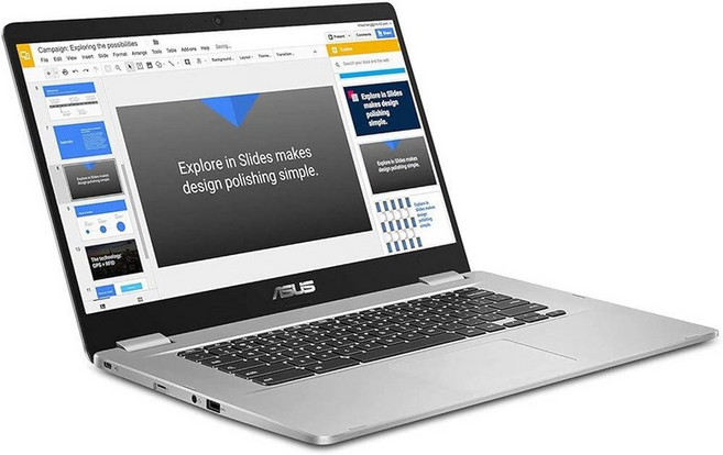 ASUS 크롬북 C523 15.6인치 노트북 실버 180도 힌지 인텔 듀얼 코어 셀러론 프로세서 4GB 램 32GB 스토리지 HD 나노엣지 디스플레이 (C523NA-DH02)