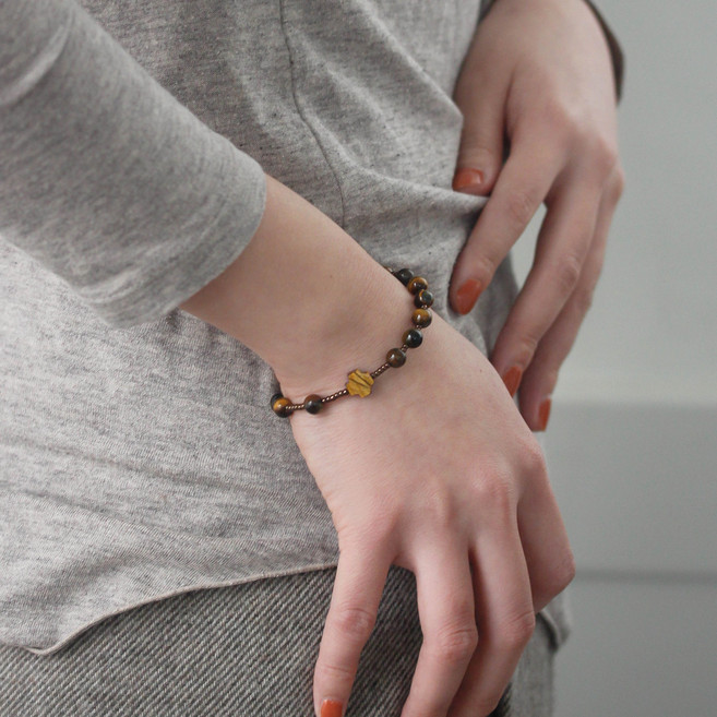 티그리스 호안석 묵주팔찌, 각인 안 함, 15cm(여성평균사이즈), 1개