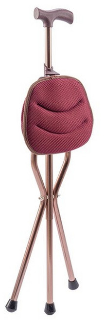 지팡이 의자 어르신 노인 의료용 80대할머니선물 보행보조기 접이식 다리 알루미늄 합금 삼각형 걷는 좌석이있는 조정 가능한 중년, 1개, 푹신한 쿠션으로