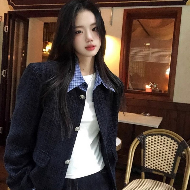 여성 봄 가을 트위드 자켓 데일리룩 패션 오피스룩 자켓 코트