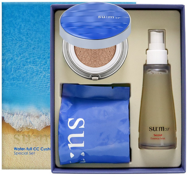 숨37도 워터풀 씨씨 쿠션 퍼펙트 피니쉬 01호 기획 세트 (본품+리필+시크릿 미스트), 1개