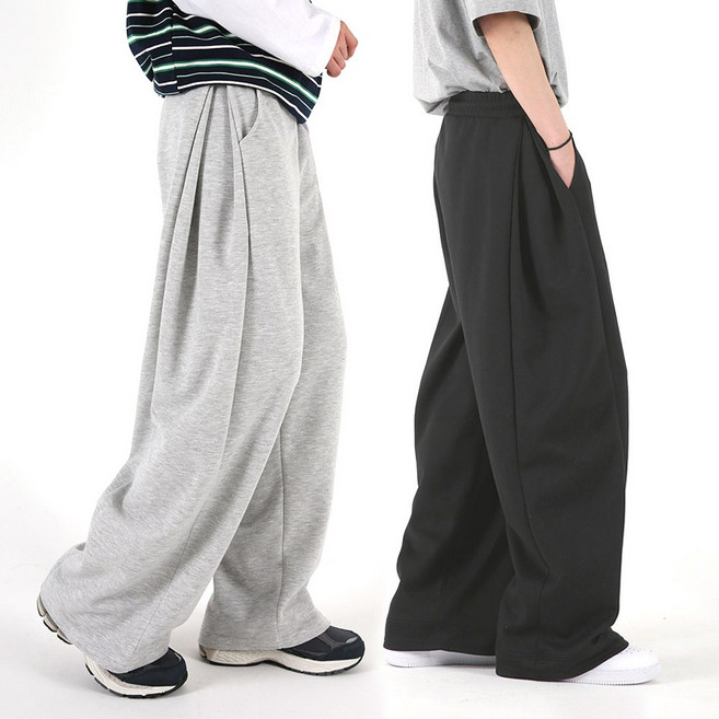 [오버나인] 남자 남성 숏 롱 기장 핀턱 츄리닝 와이드 트레이닝 바지 팬츠
