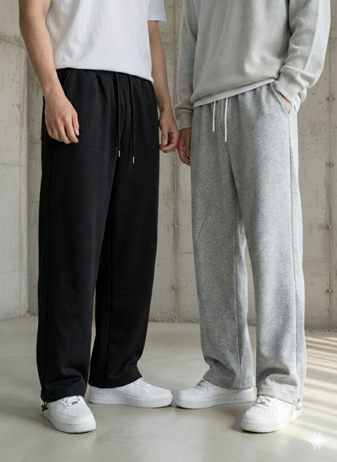 [강진36] 1+1 남성 기모 일자 트레이닝 바지 츄리닝 조거팬츠 블랙/그레이 30~32