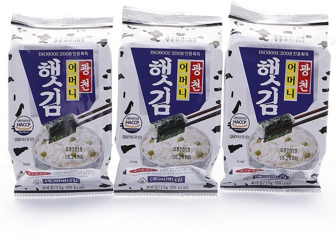 광천어머니김 3단 도시락김 4g X 3봉 9개입 총 27봉 전장김 식탁김 돌자반 김밥김 김자반, 9개