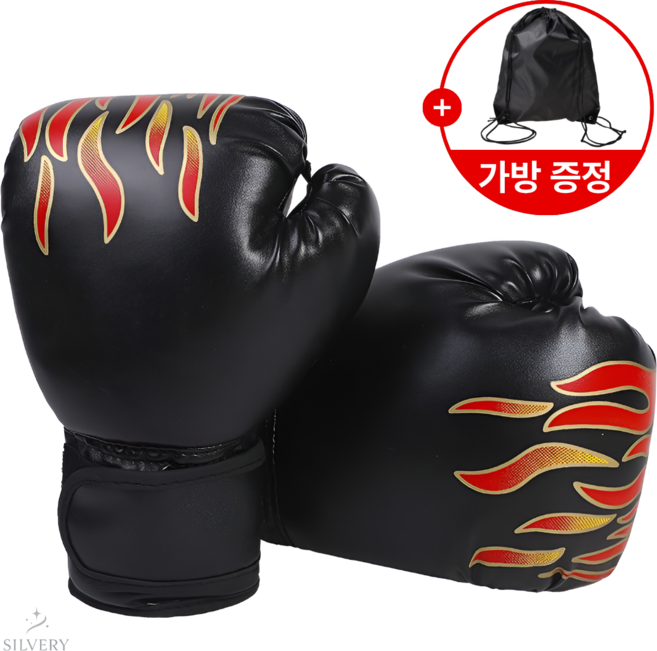 [가방 증정] 실버리 복싱 권투 글러브, 1개, 블랙