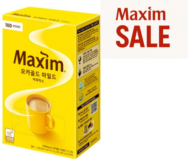 [블루존] 맥심 모카골드 마일드 커피믹스 100개입, 1.2kg, 1박스