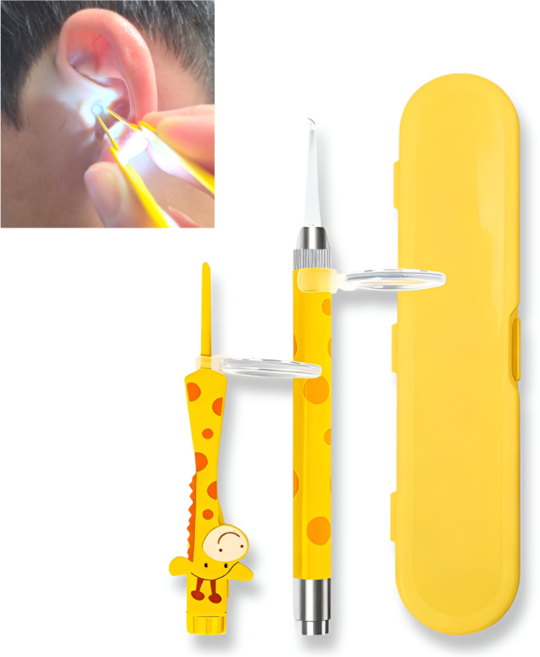 바라츠 LED 이어클리너 기린 귀이개 핀셋, 1개, 1세트