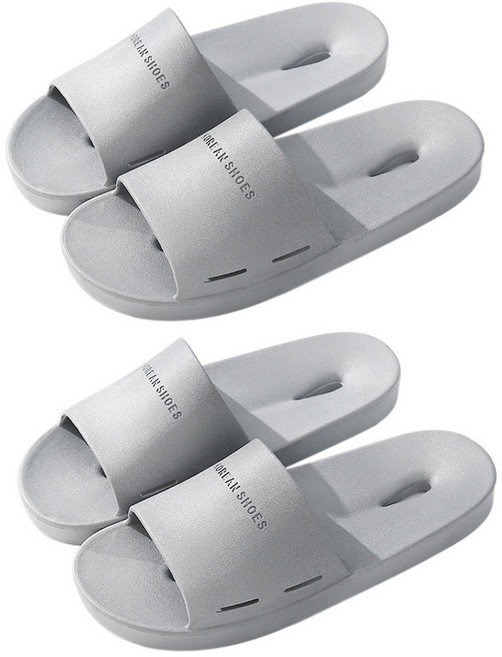 투데이리빙 2개 세트 모던 호텔식 욕실화 미끄럼 방지 무소음 안전 슬리퍼 남성 여성 커플 화장실 욕실 물빠짐 설계 다용도 거실 사무실 베란다 실내화, 그레이