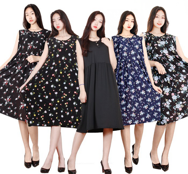 자체제작 사자마트 빅사이즈 (55~99) 냉장(쿨)나시 원피스