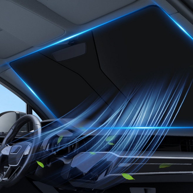 니녹 차량용 앞유리 접이식 햇빛가리개 자동차 암막 햇빛가리개 원터치형, 1개, 블랙