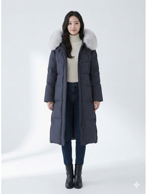 에고이스트 차콜 사가폭스퍼 클래식 롱 구스 다운점퍼 EQ4TD009