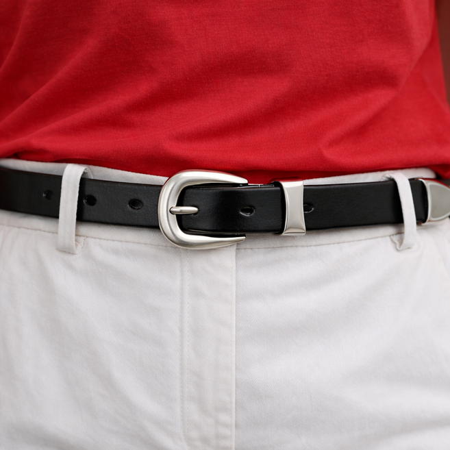 [오브룸] 여성 소가죽 슬림 벨트 빈티지 데일리 가죽벨트