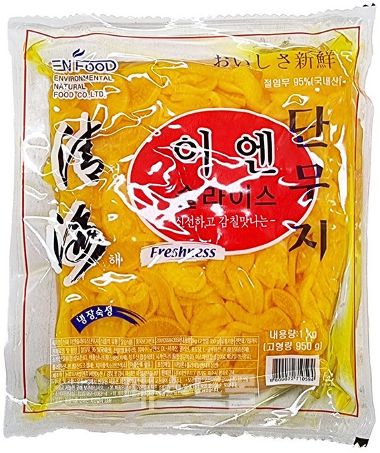 이엔 압축 일식 슬라이스 단무지, 1kg, 1개