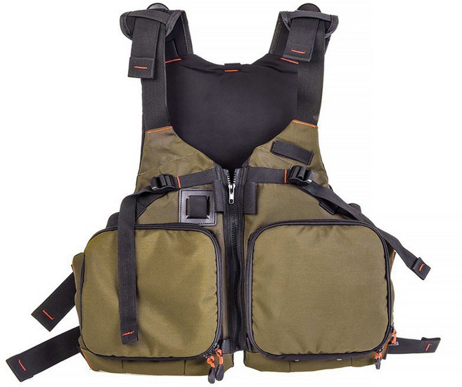 LUREER 釣魚救生衣 溪流 路亞 輕便型, 軍綠,一組（贈口哨）