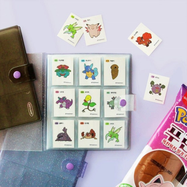 포켓몬빵 띠부띠부씰북 컬렉션북 앨범 스티커모음집 증사콜북 증명사진 바인더, 블랙