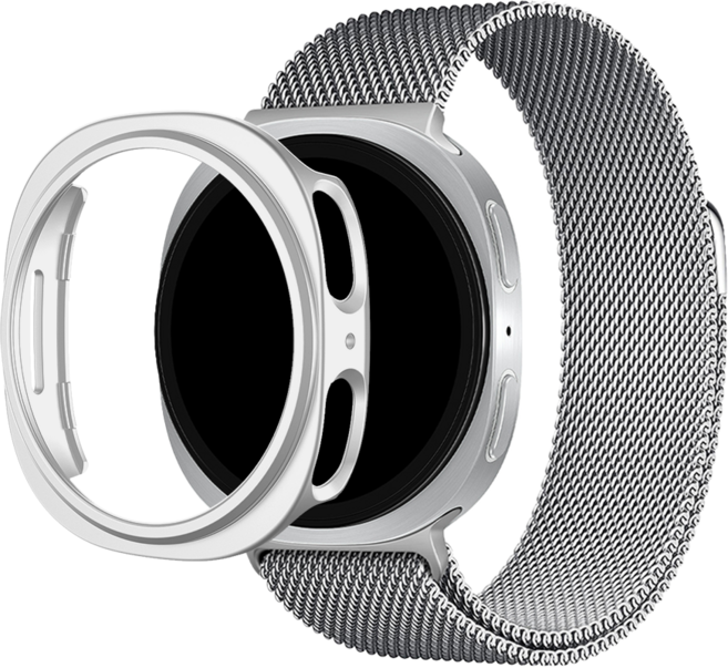 티엑스엘엑스 갤럭시워치 8 클래식 밀레니즈 루프 스트랩 + 케이스 세트, 실버