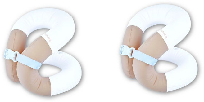 코지로움 물놀이 부력보조복 구명조끼 아동 유아 성인 썸머홀리데이 넥튜브 25 50 80 2개 세트, 베이지+베이지