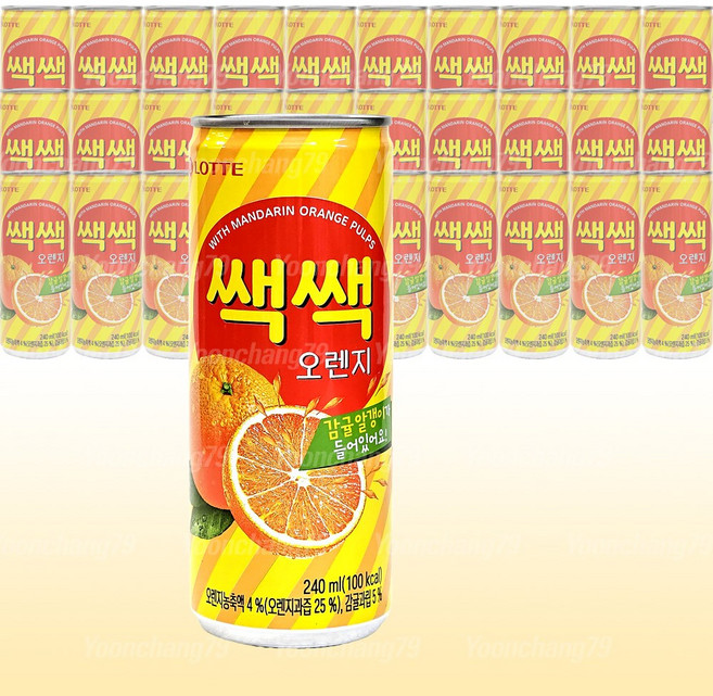 롯데 쌕쌕 오렌지 240ml x 30개/감귤 알갱이 과즙음료, 30개