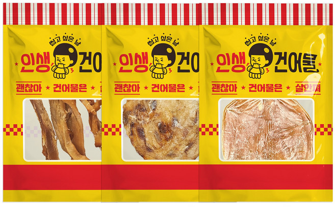 [인생건어물] 건어물세트1 구운쥐포 페스츄리오징어 건오징어 3종세트, 1개, 70g