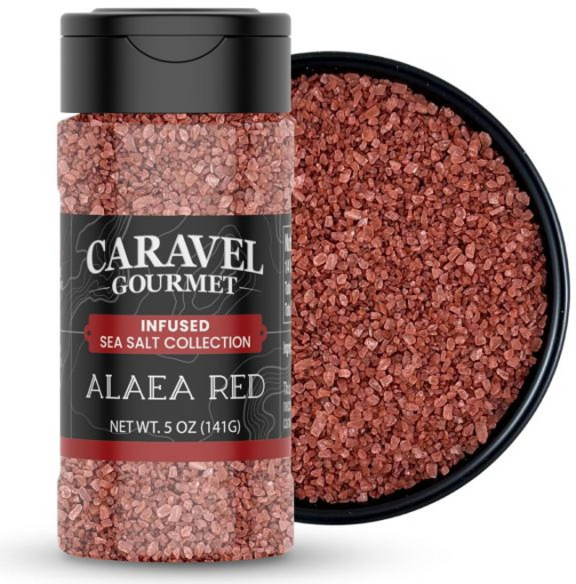 Caravel Gourmet 소금 하와이안 알라에아 레드 하와이에서 구운 점토가 함유된 바닷소금 5온스 셰이커 카라벨 고메, Caravel Gourmet 소금 하와이안 알라에아 레, 1개