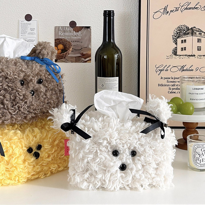 인테리어 소품 복실 강아지 두루마리 휴지커버 미용 티슈케이스 20, 1개, 그레이