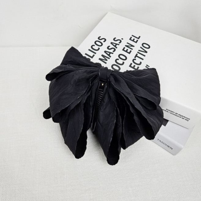 무이토린다 내추럴 텍스처 풍성 왕리본 바나나핀 헤어집게핀