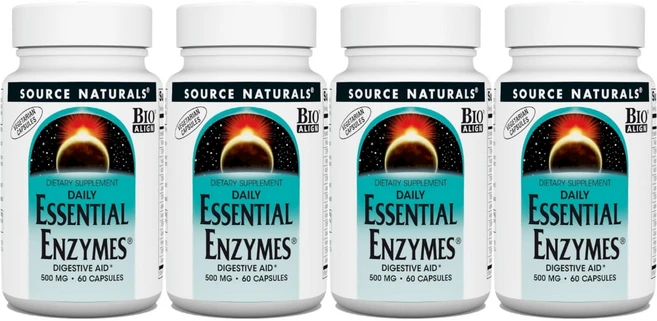 Source Naturals 소스내추럴스 데일리 에센셜 엔자임 500mg 베지캡슐, 60정, 4개 - 쿠팡