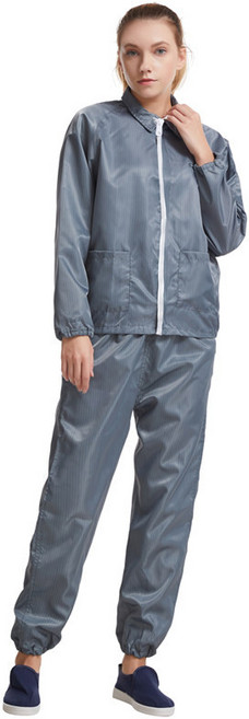 방진복 작업복 정전기 방지 여름용 남녀공용 방수 방진복상의 크린룸 도장복, 1개, 그레이 투피스 세트