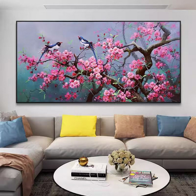 기쁜소식의 까치 매화꽃 DIY 보석십자수 대형 100x50cm, 1개, 3D