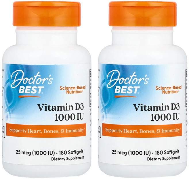 닥터스베스트 비타민 D3 1000 IU 소프트젤, 180정, 2개 - 쿠팡