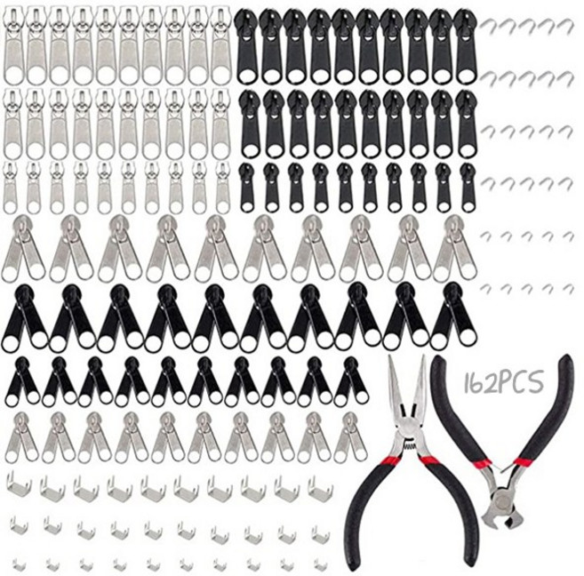 만능 셀프 지퍼 수리 세트 가방 의류, 1개, 162개입