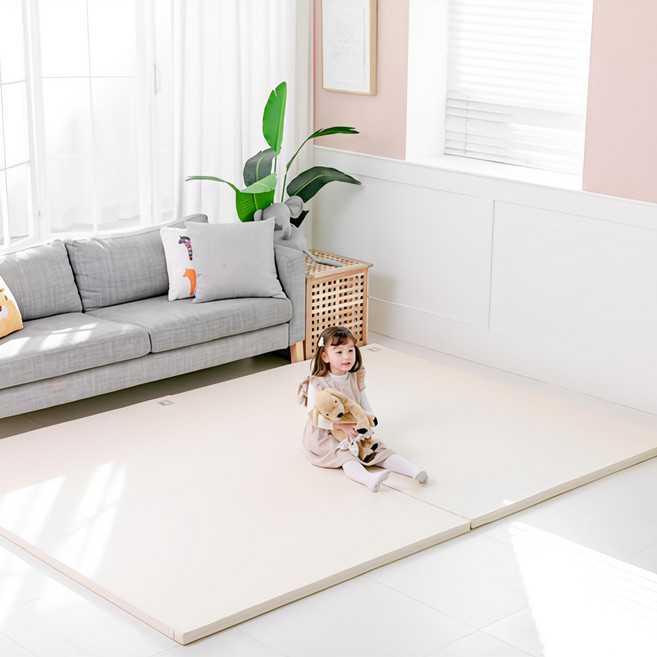 엘라즈 베이비 제로갭 항균인증 유아 폴더매트, 아이보리 + 라이트그레이