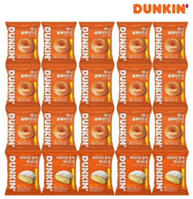 던킨 T(냉동) 글레이즈드 미니도넛 15g x 15개 + 바바리안 듬뿍 25g 5개