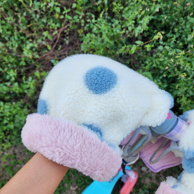 (자체제작)미싱도로록 국내생산 킥보드 자전거 장갑 방한 워머, 1세트, 아이보리