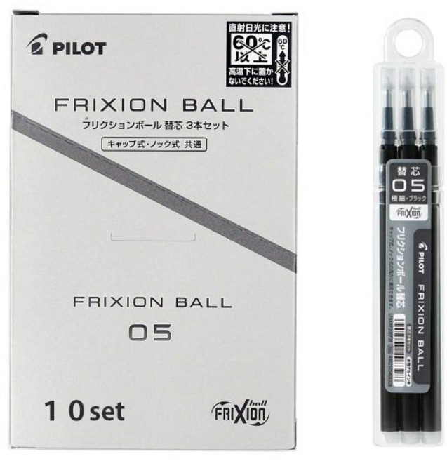 프릭션 노크볼펜용 리필심 0.5mm 3p, 블랙, 30개