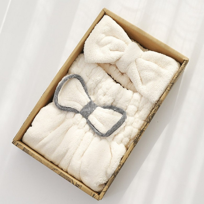 더자카 리본극세사 헤어캡 + 헤어밴드 세트, A타입, 1세트