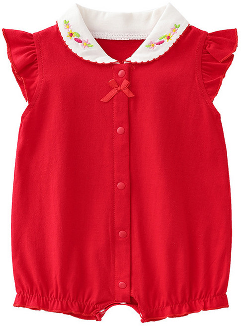 女寶純棉短袖釦款包屁衣