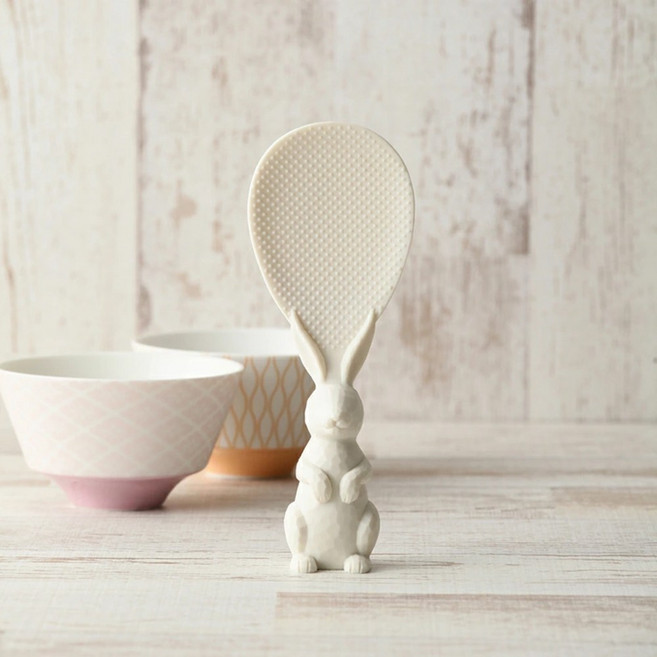 프랑프랑 토끼주걱 밥주걱 스탠드 일본, 화이트, 1개