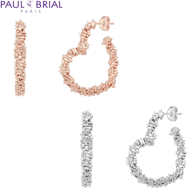 폴브리알 주얼리 BRASS 하트 텍스처 귀걸이 PYBE0227