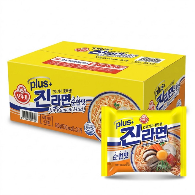 슬로우라이프 코스트코 오뚜기 진라면 플러스 순한맛 120g, 30개