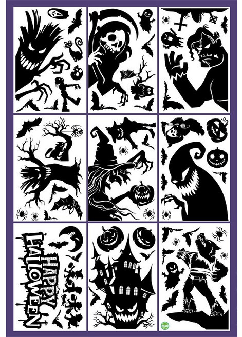 할로윈 대형 창문 정전기 스티커, 1세트, 유령