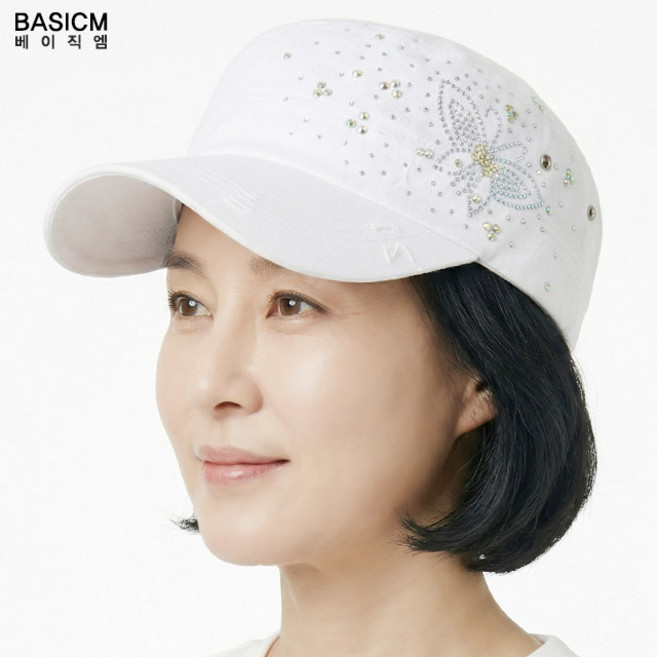 [국산] 핸드메이드 군모 나비 큐빅 빈티지 워싱 밀리터리캡 남녀공용 워싱 데일리모자