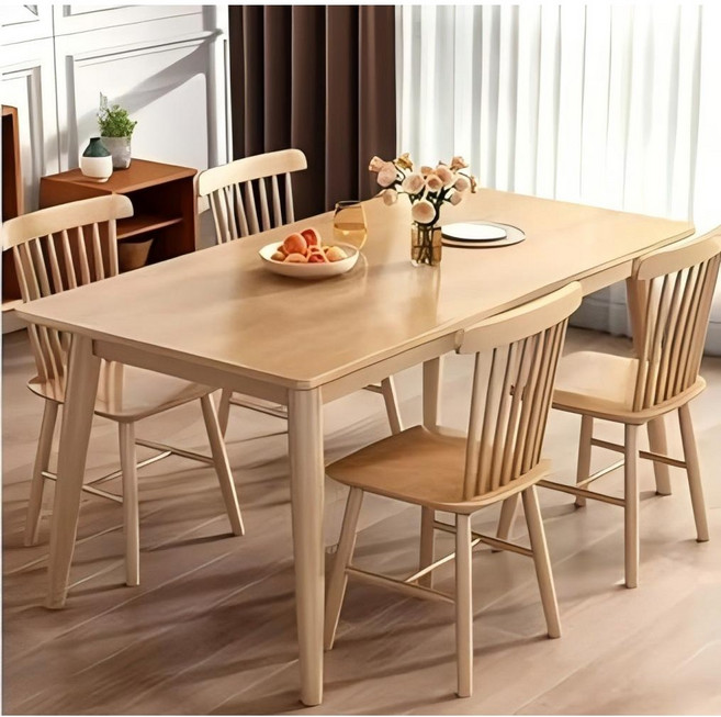 HZDMJ 천연 원목 식탁 다용도 테이블 가정용 사무용 공부용 거실용 어린이 성인 내추럴 가구 자연감성 안전 안정적 무취 친환경 인테리어, 2인용, 원목색