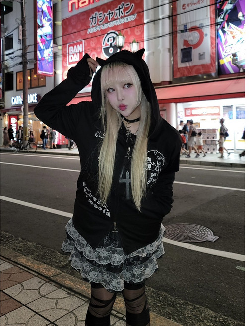 [2colors] 서브컬처 일러스트 꼬마악마 후드집업