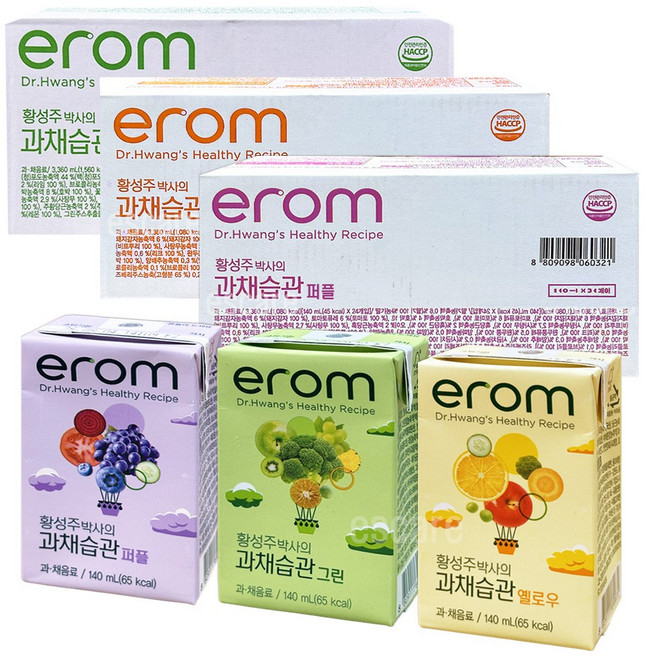 이롬 황성주박사의 과채습관 140ml 72팩 (퍼플/그린/옐로우)