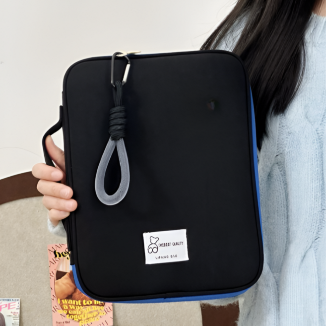 카키바움 노트북 파우치 가방 아이패드 보호 케이스, 블랙, 1개