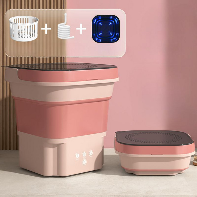소형세탁기 속옷세탁기 미니탈수기 접이식 휴대용 빨래 속옷 탈수 양말 수건 원룸 기숙사, E 프리미엄 핑크