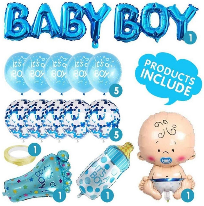 베이비샤워 풍선 젠더리빌 임밍아웃 아기 성별 공개 파티 세트, 보이풍선 00243LDP